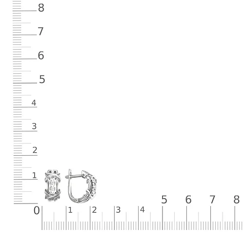 Серьги из белого золота с 6 фианитами