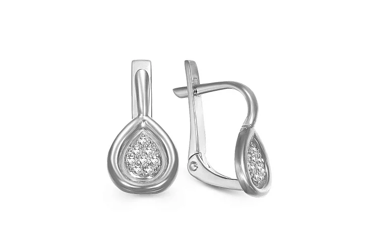 Серьги из белого золота с 16 бриллиантами