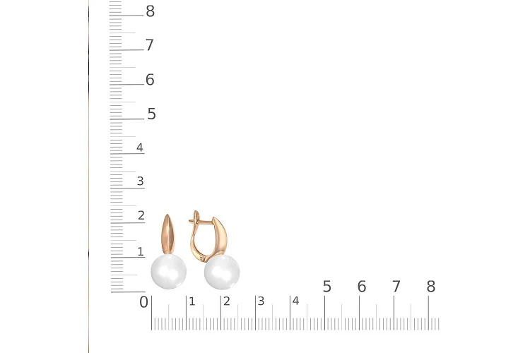 Серьги из красного золота с 2 жемчужинами