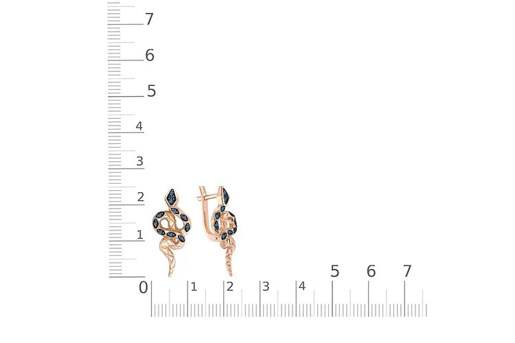 Серьги Змеи из красного золота с 20 сапфирами