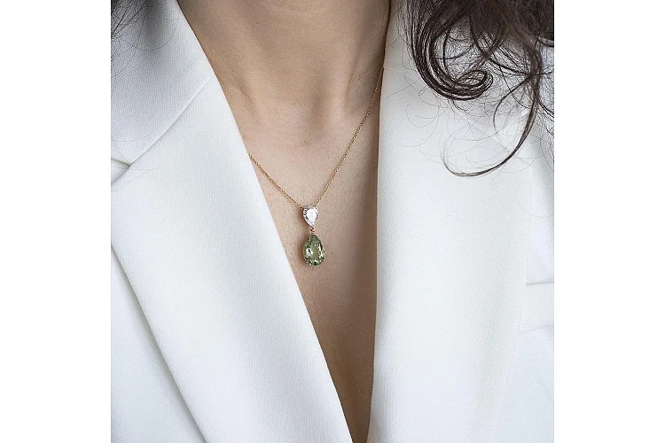 Колье из жёлтого золота с аметистом и фианитом