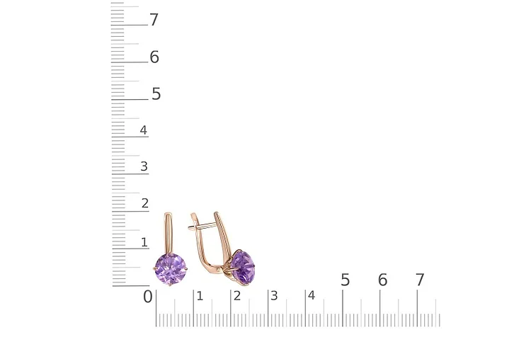 Серьги из красного золота с 2 аметистами