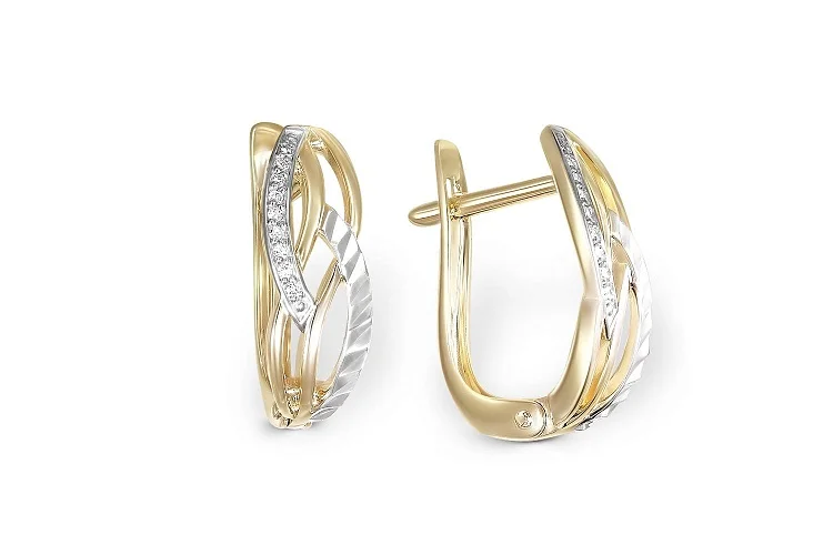 Серьги из жёлтого золота с 18 бриллиантами