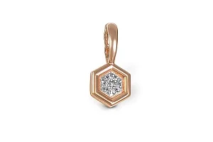 Подвеска шестиугольник из красного золота с 7 бриллиантами