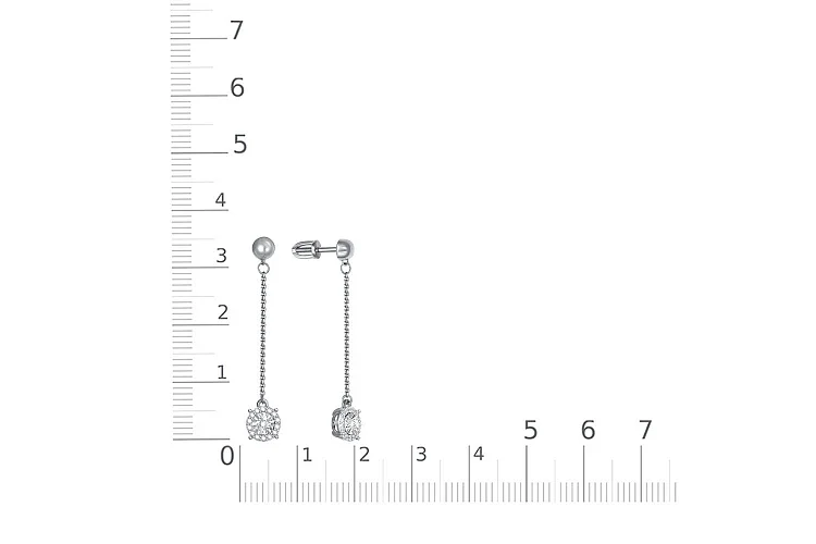 Серьги-пусеты из белого золота с 30 бриллиантами