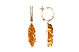 Серьги из красного золота с янтарём