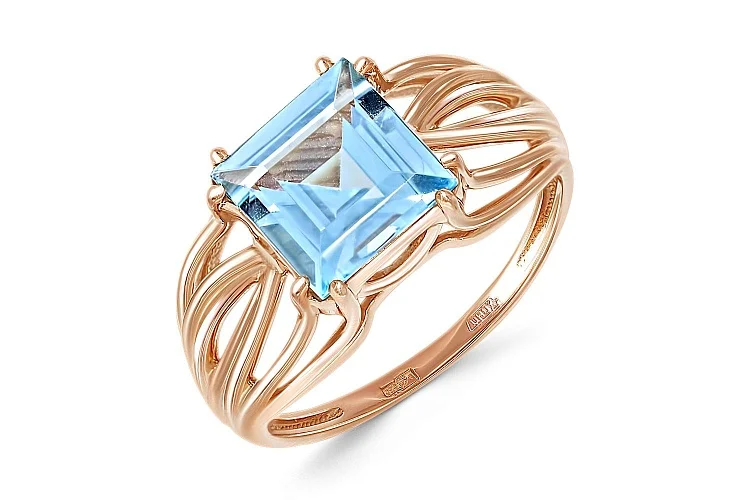 Кольцо из красного золота с топазом sky