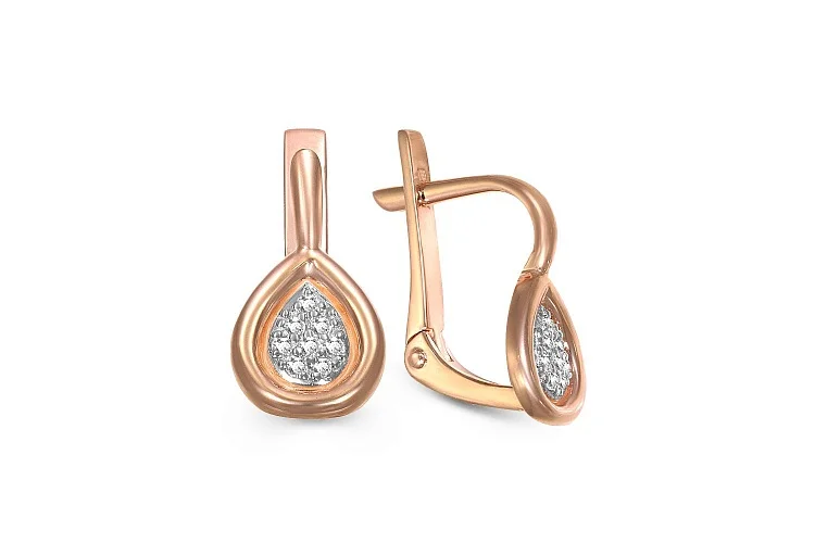 Серьги из красного золота с 16 бриллиантами