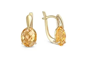 Серьги из жёлтого золота с 2 цитринами