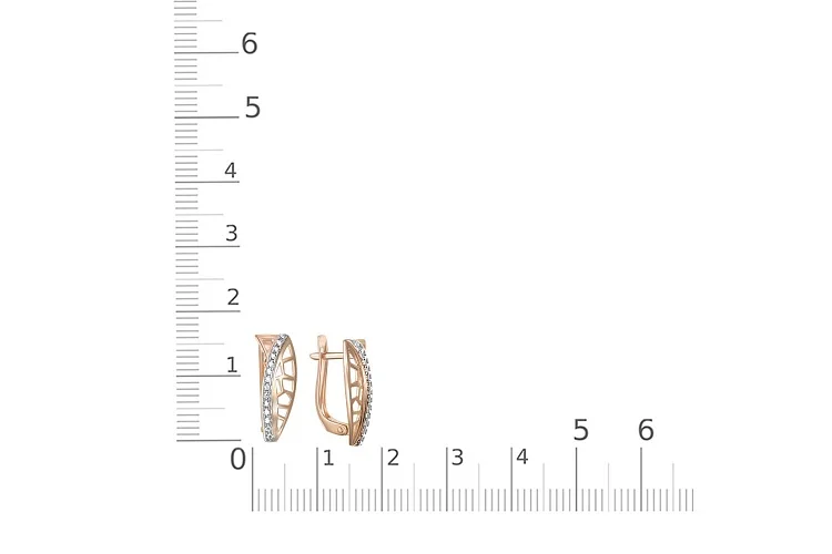 Серьги из красного золота с 28 фианитами
