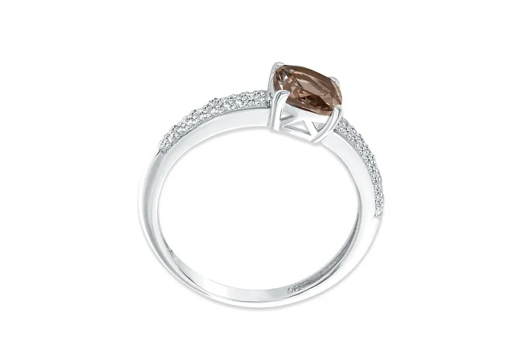 Кольцо из белого золота с раухтопазом и 50 бриллиантами