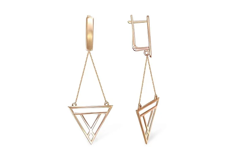 Серьги Треугольники из красного золота без вставок