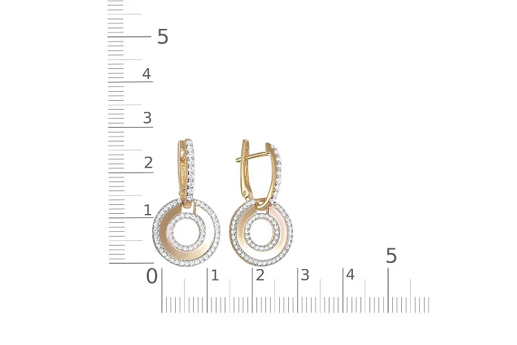 Серьги Круги из жёлтого золота с 130 фианитами