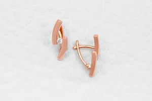 Серьги из красного золота с 2 бриллиантами