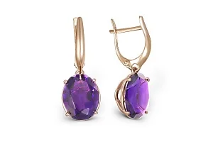 Серьги из красного золота с 2 аметистами