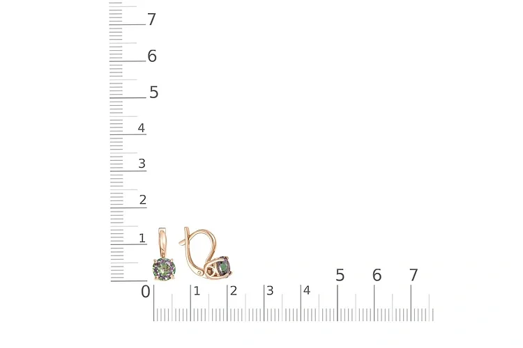 Серьги из красного золота с 2 кварцами