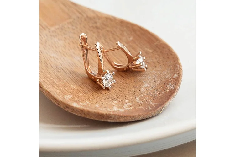 Серьги из красного золота с 2 кристаллами swarovski