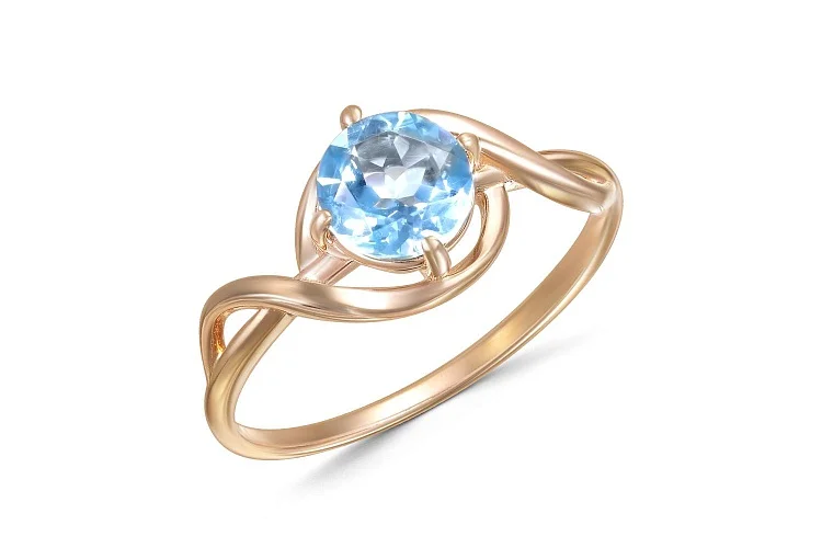 Кольцо из красного золота с топазом sky