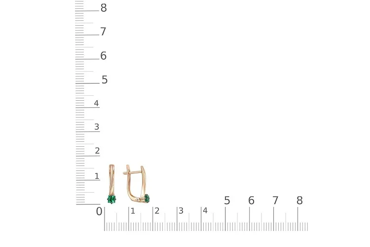 Серьги из красного золота с 2 изумрудами