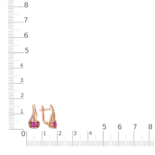 Серьги из красного золота с 2 рубинами