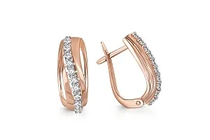 Серьги из красного золота с 20 фианитами