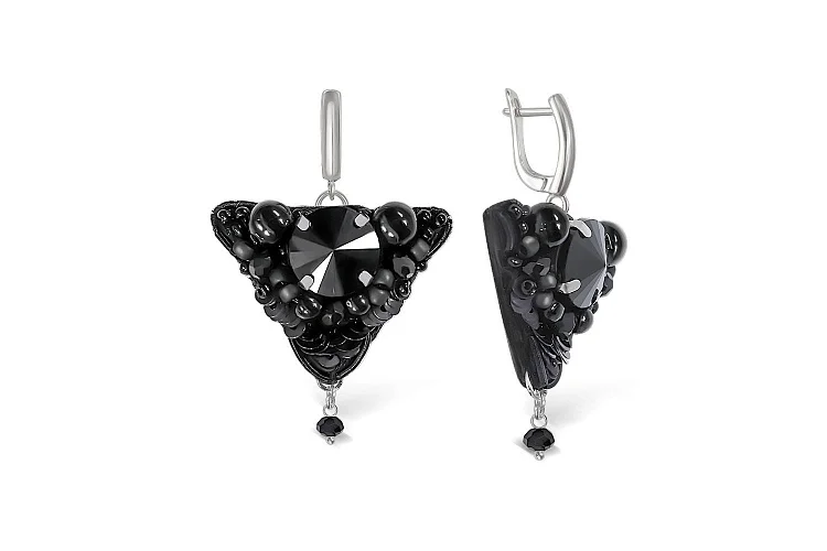 Бижутерные серьги Треугольные черный