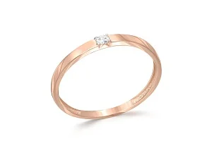 Кольцо из красного золота с бриллиантом