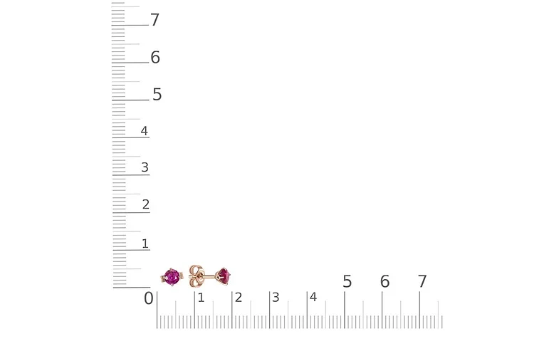 Серьги-пусеты из красного золота с 2 корундами
