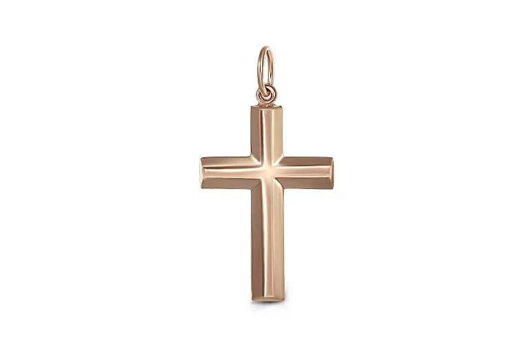 Подвеска Крест из красного золота без вставок