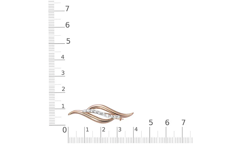 Брошь Дорожка из красного золота с 10 фианитами