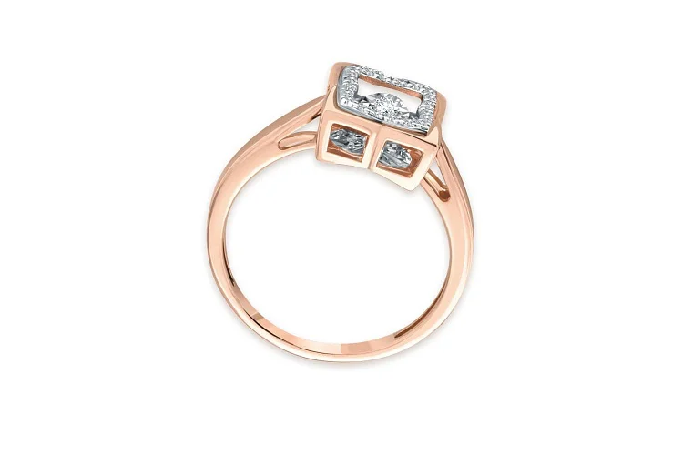 Кольцо Клевер из красного золота с 21 бриллиантами