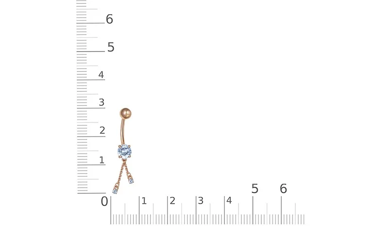 Пирсинг из красного золота с 3 топазами sky