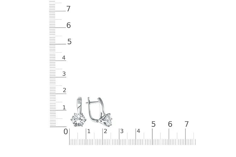 Серьги из белого золота с 2 фианитами
