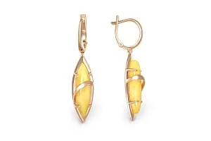 Серьги из красного золота с янтарём