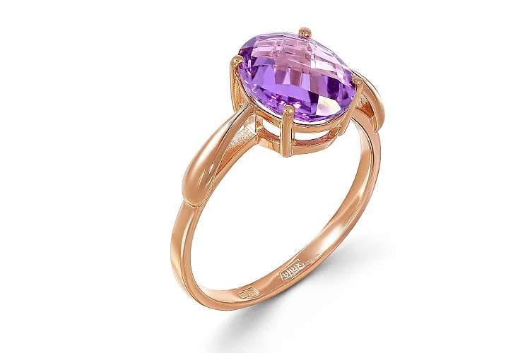 Кольцо из красного золота с аметистом