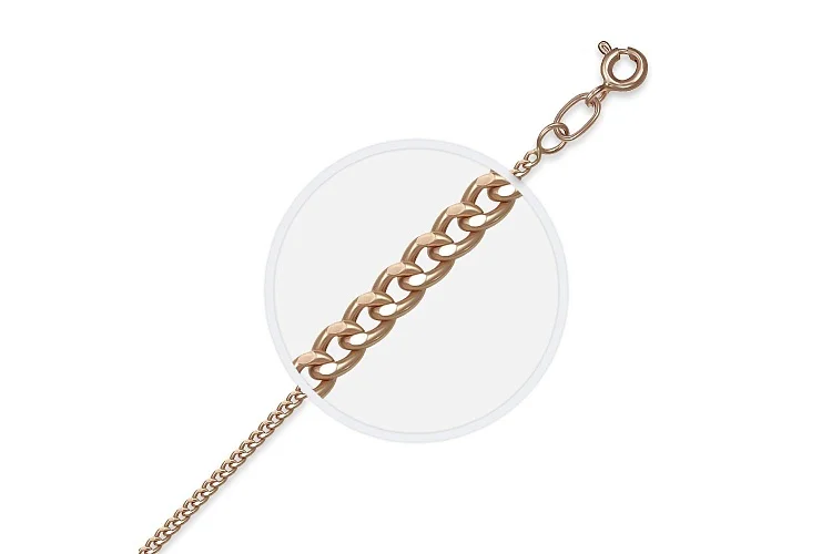 Цепь плетение панцирь ⌀ нити 0,50 мм  из красного золота