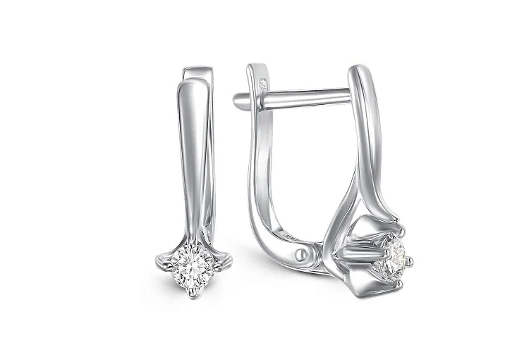 Серьги из белого золота с 2 бриллиантами