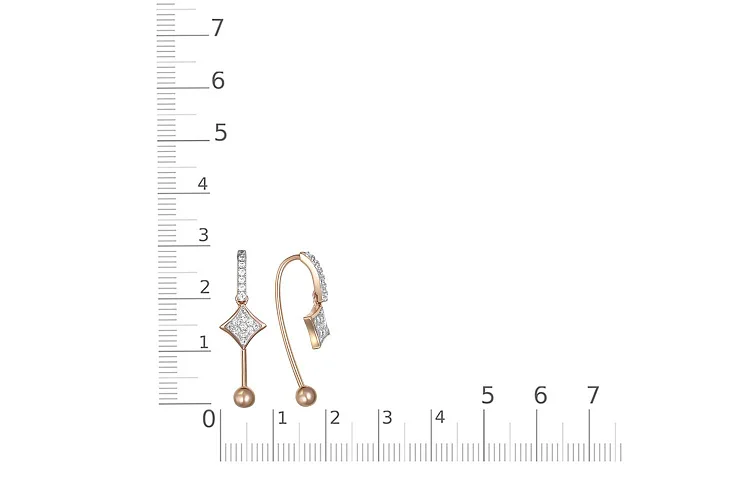 Серьги из красного золота с 36 фианитами