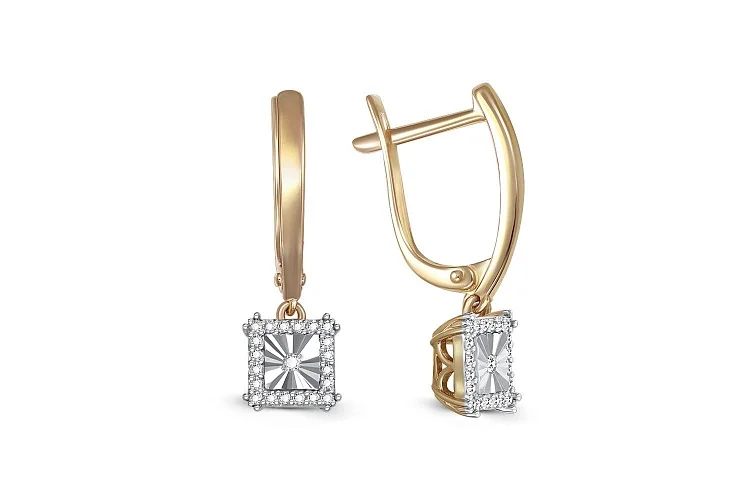 Серьги из жёлтого золота с 42 бриллиантами