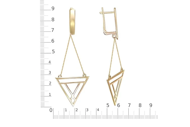 Серьги Треугольники из жёлтого золота без вставок