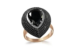 Кольцо из красного золота с агатом и 246 фианитами