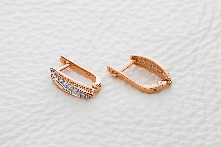 Серьги Дорожки из красного золота с 16 фианитами