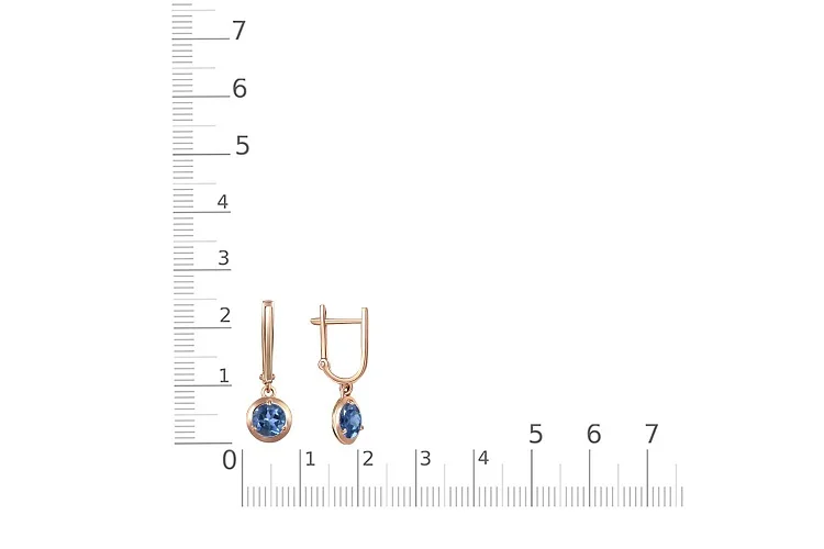 Серьги из красного золота с 2 фианитами