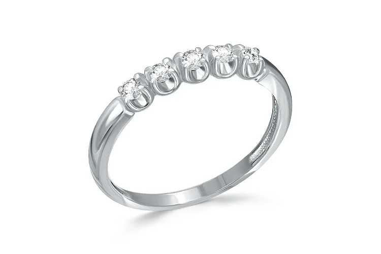 Кольцо Дорожка из белого золота с 5 бриллиантами