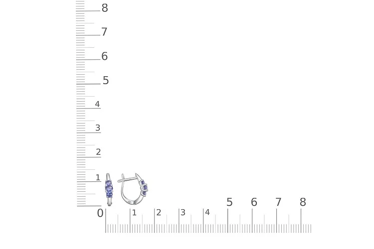 Серьги из белого золота с 6 фианитами