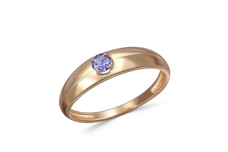 Кольцо из красного золота с танзанитом