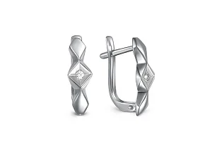 Серьги из белого золота с 2 фианитами