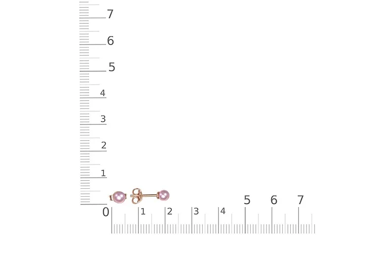 Серьги-пусеты из красного золота с 2 жемчужинами