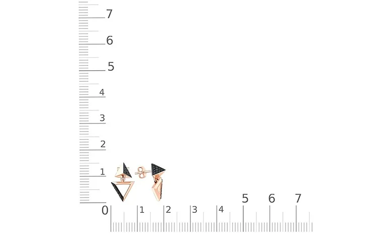 Серьги-пусеты Треугольники из красного золота с 30 фианитами
