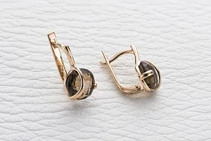 Серьги из красного золота с 2 раухтопазами